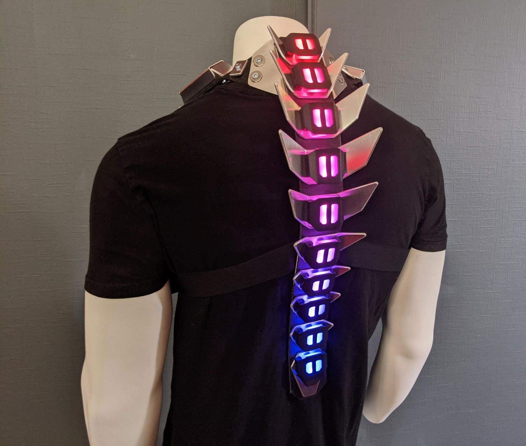 cyberpunk biomechanical armor spine